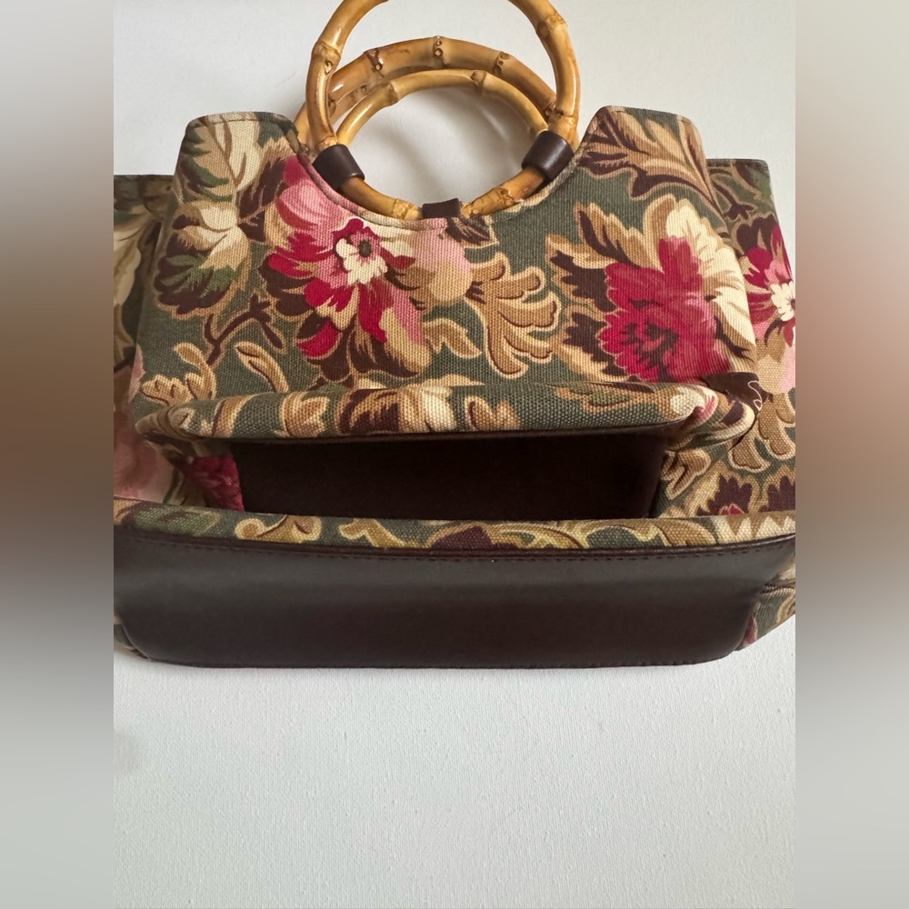 Mommy and me- Longaberger Sisters Floral Canvas Bag with Bamboo Handles - Picture 4 of 5